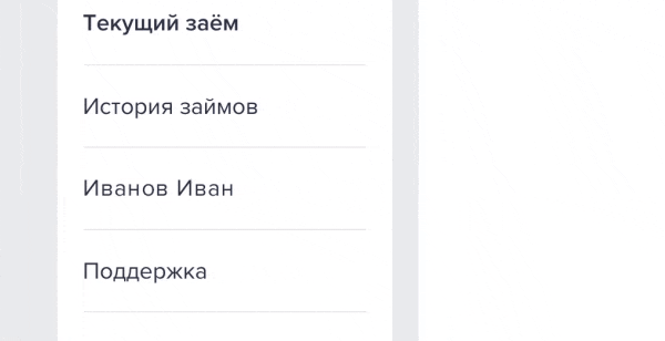 Раздел личного кабинета «История займов»